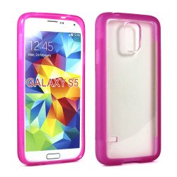 Samsung Galaxy S5 SM-G900 Gummy Hybrid Case (HotPink Clear)